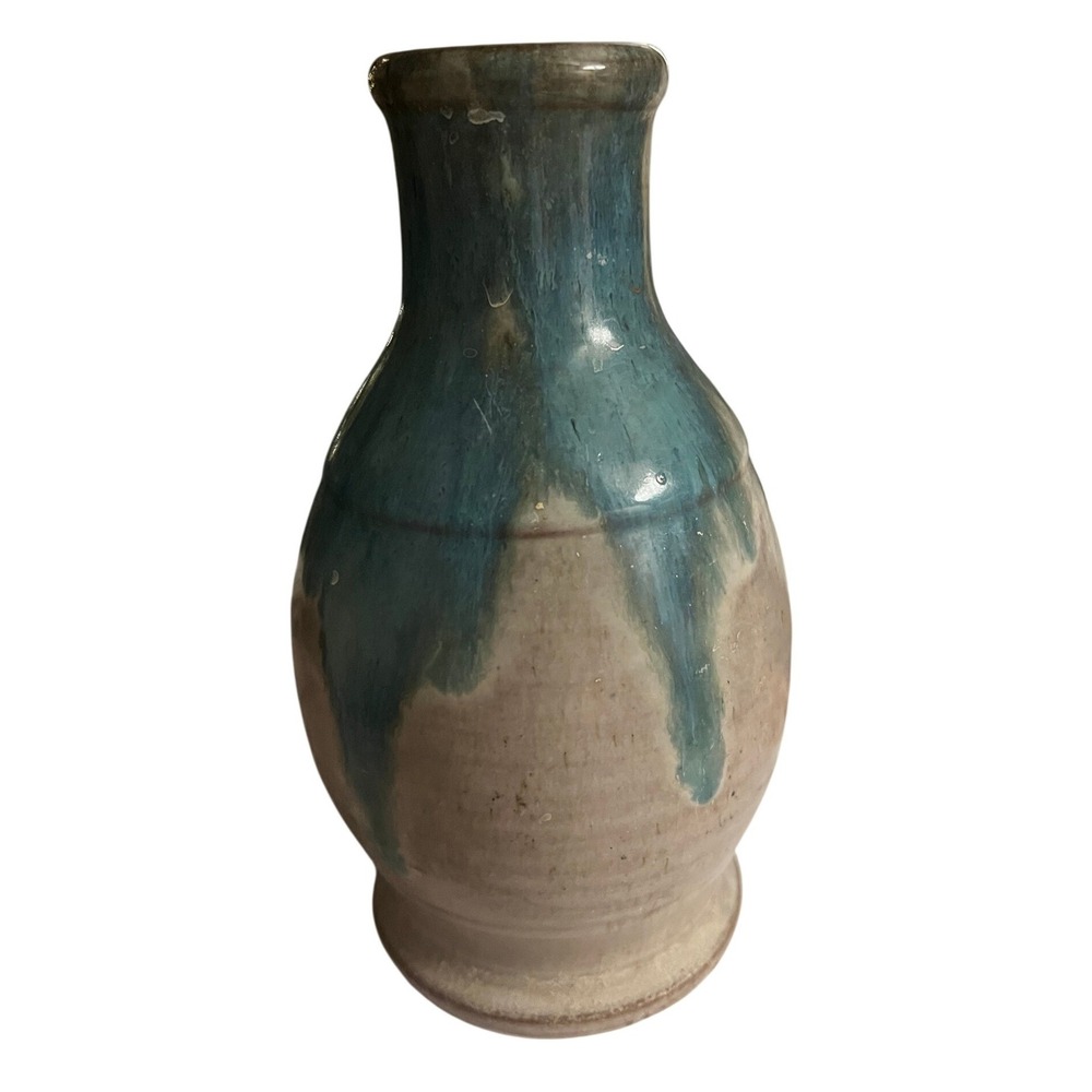 Taylor Made Pottery Vase McBridge SD Blue Drip Glaze Ceramic‎ Art - Picture 3 of 5